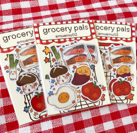 a handmade sticker pack featuring various fresh products!
